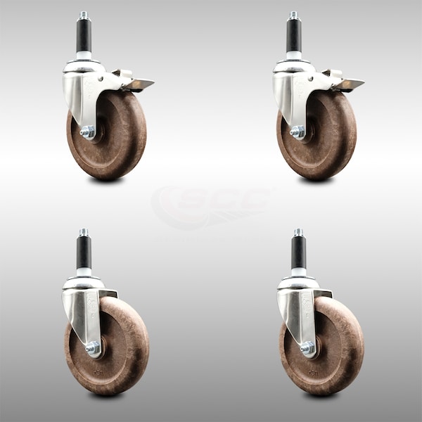 Service Caster 5 Inch 316SS High Temp Glass Filled Nylon 7/8 Inch Stem Caster Lck Brake, 2PK SCC-SS316TTLEX20S514-GFNSHT-2-S-2-78 - main